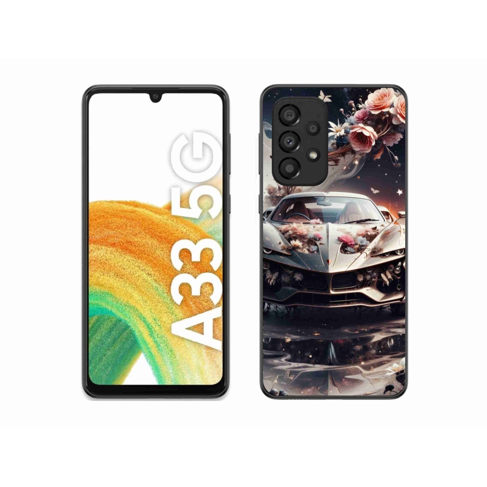 Gelový kryt mmCase na Samsung Galaxy A33 - květinový sportovní vůz