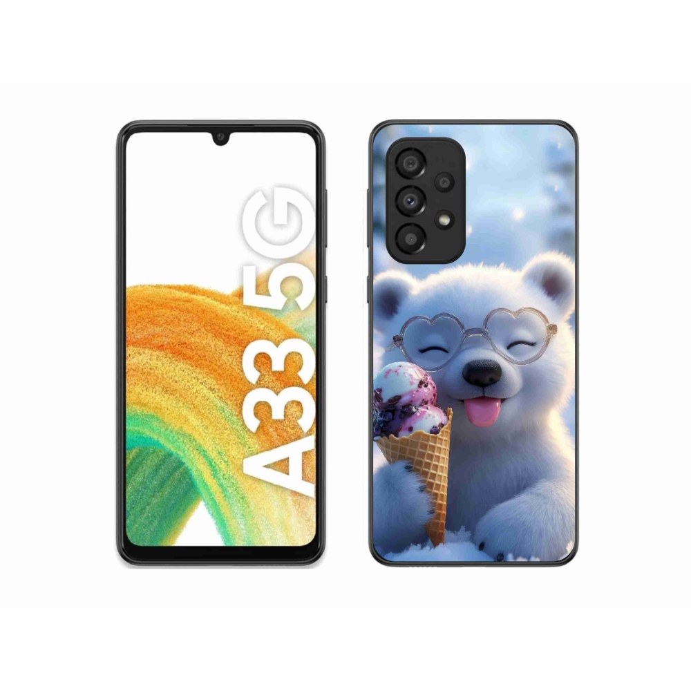 Gelový kryt mmCase na Samsung Galaxy A33 - medvídek se zmrzlinou