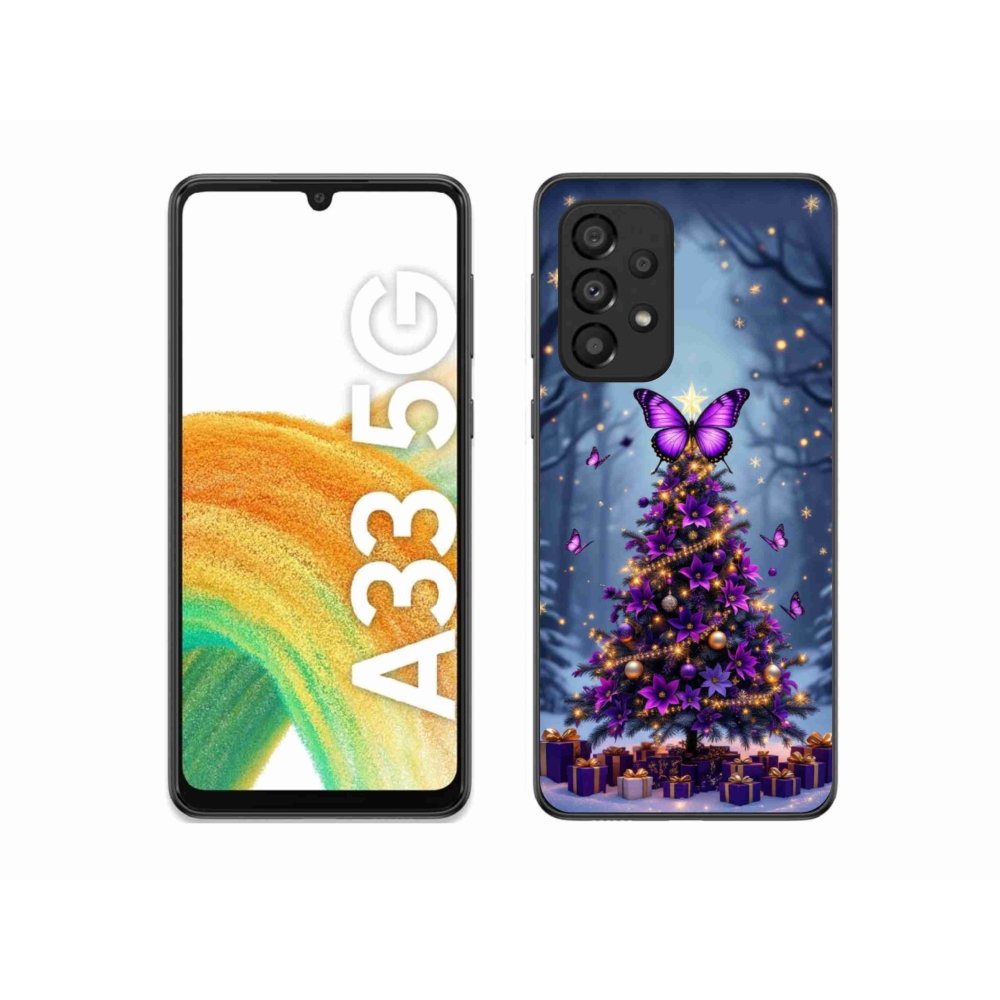 Gelový kryt mmCase na Samsung Galaxy A33 - motýlí vánoční stromek
