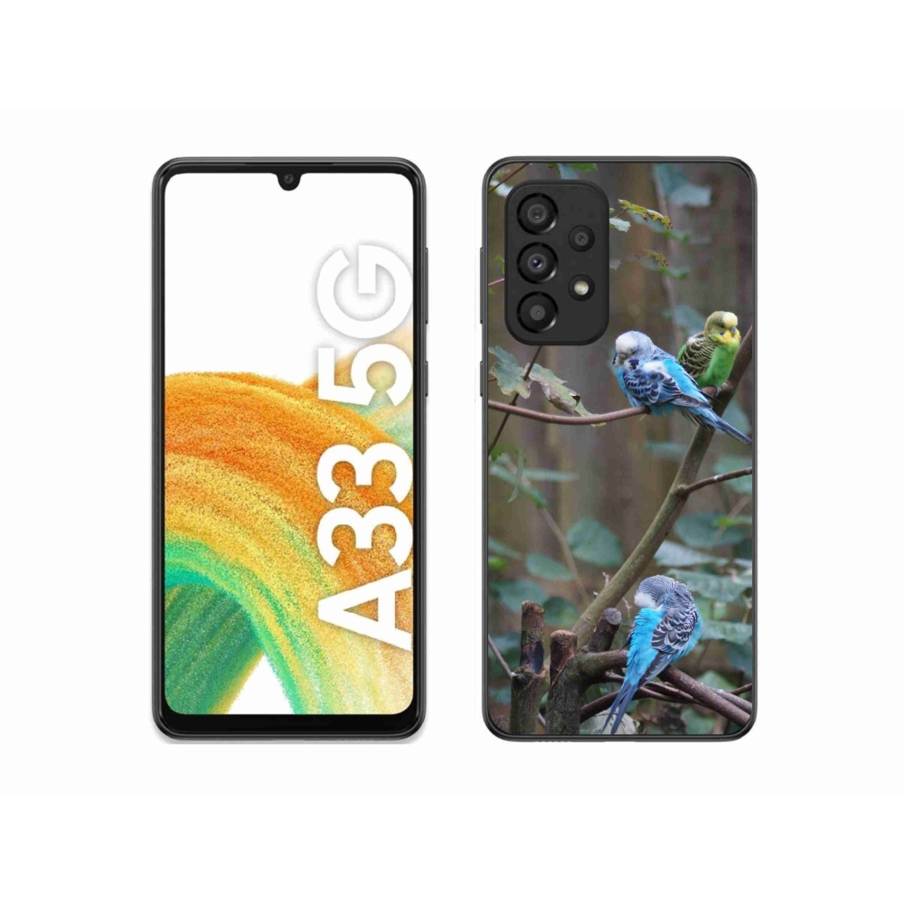 Gelový kryt mmCase na Samsung Galaxy A33 - papoušci na větvi