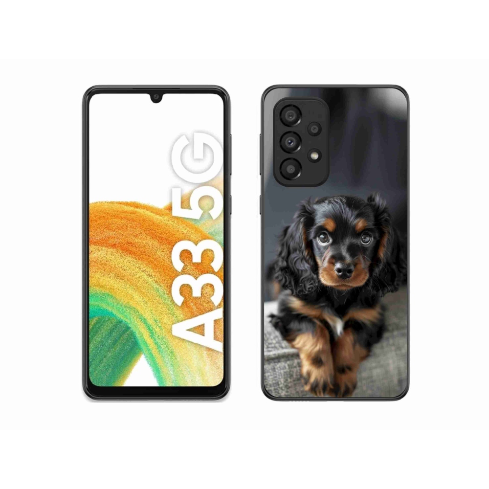 Gelový kryt mmCase na Samsung Galaxy A33 - roztomilý dlouhosrstý jezevčík
