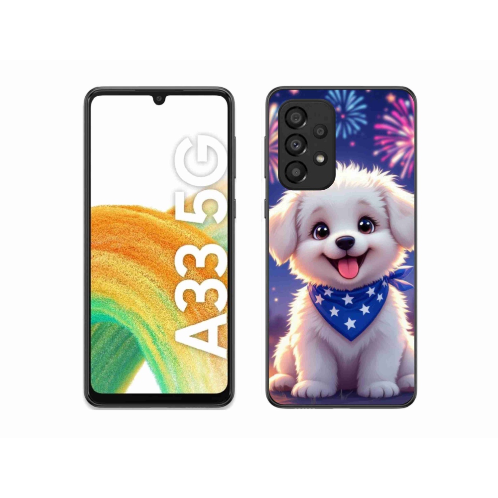 Gelový kryt mmCase na Samsung Galaxy A33 - slavnostní štěně