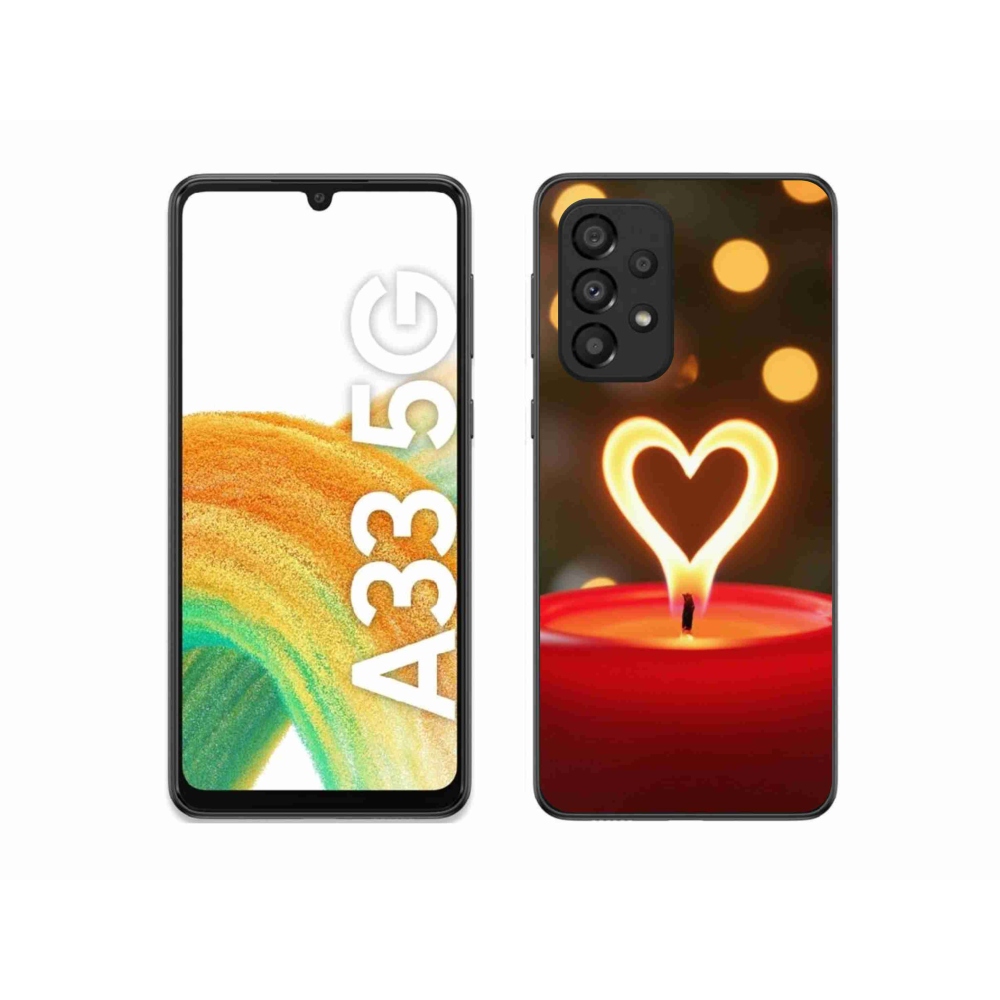 Gelový kryt mmCase na Samsung Galaxy A33 - srdce z plamene