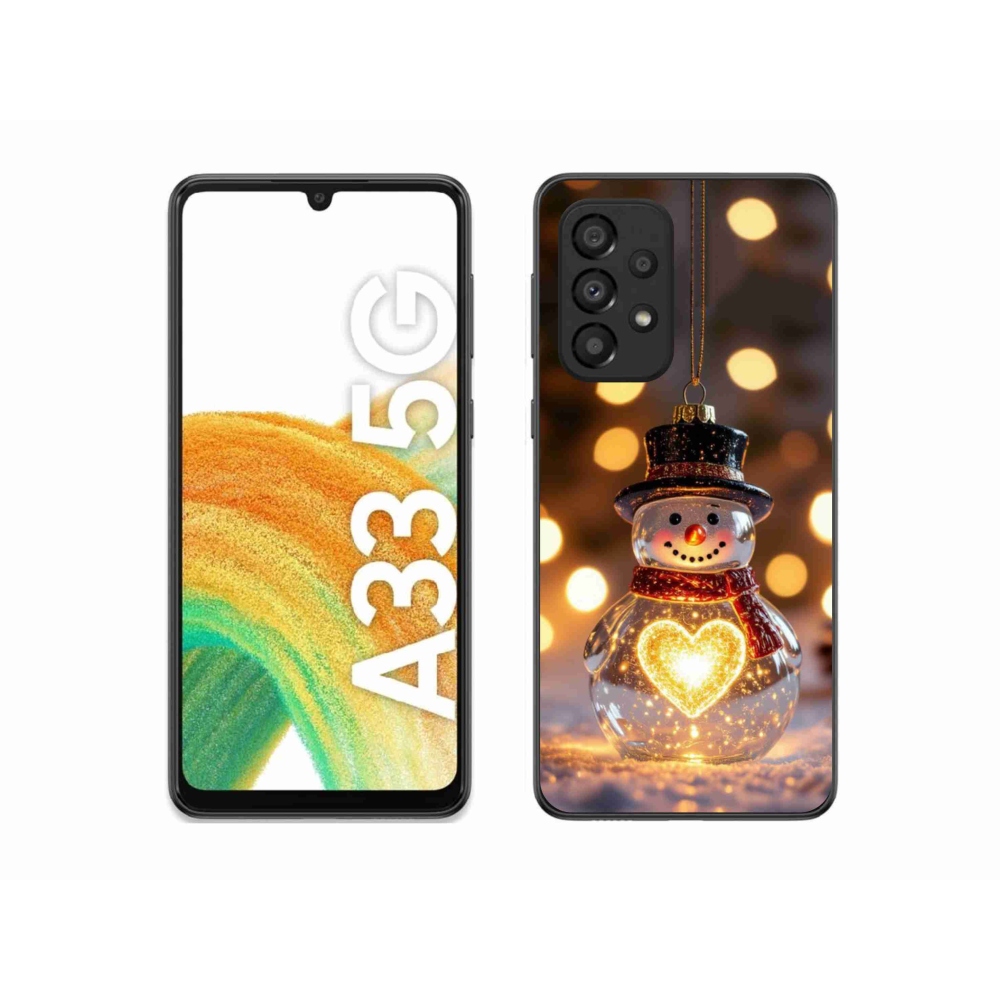 Gelový kryt mmCase na Samsung Galaxy A33 - svítící vánoční sněhulák