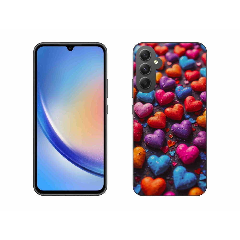 Gelový kryt mmCase na Samsung Galaxy A34 5G - barevná srdce