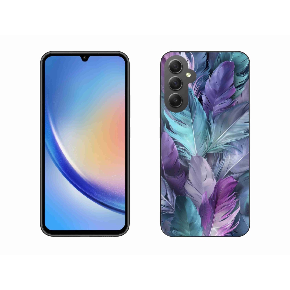 Gelový kryt mmCase na Samsung Galaxy A34 5G - barevné peří 2
