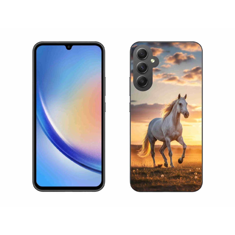 Gelový kryt mmCase na Samsung Galaxy A34 5G - běžící bílý kůň 2