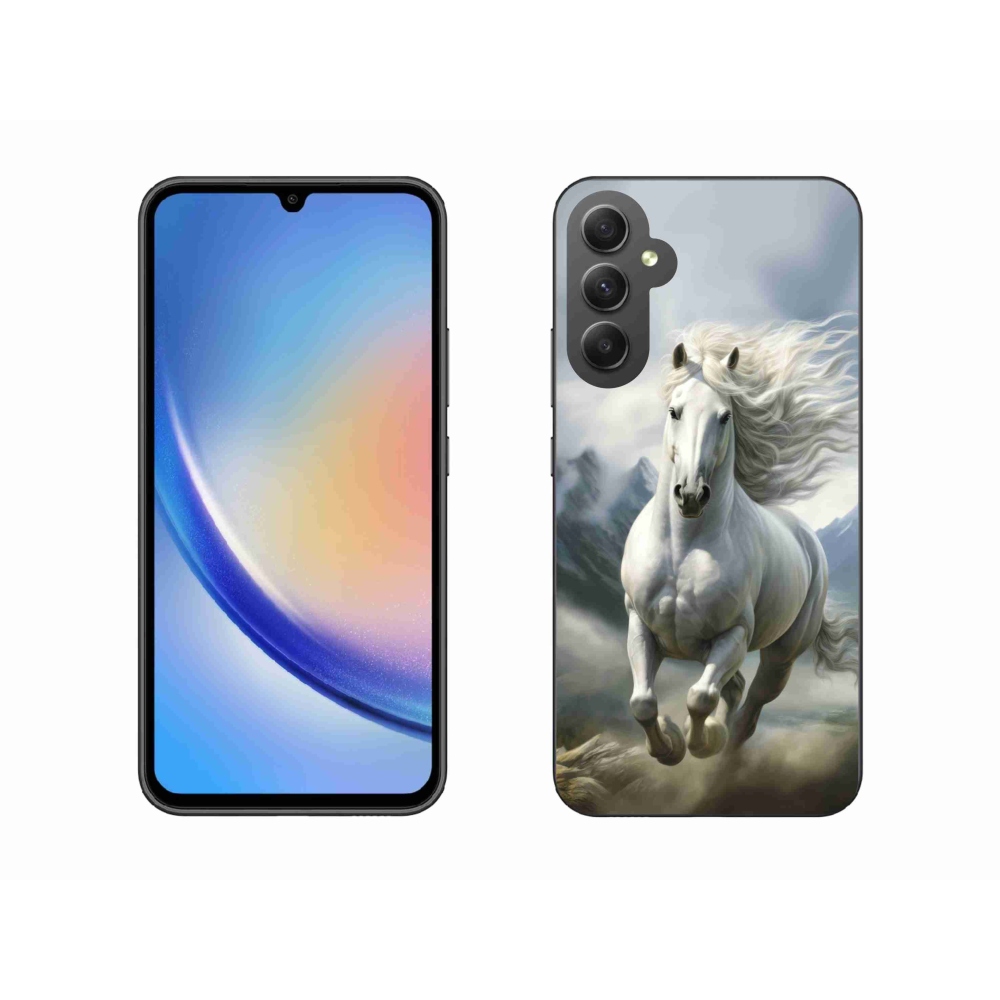 Gelový kryt mmCase na Samsung Galaxy A34 5G - běžící bílý kůň 3