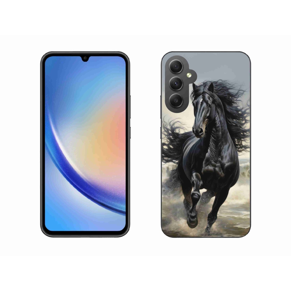 Gelový kryt mmCase na Samsung Galaxy A34 5G - běžící černý kůň