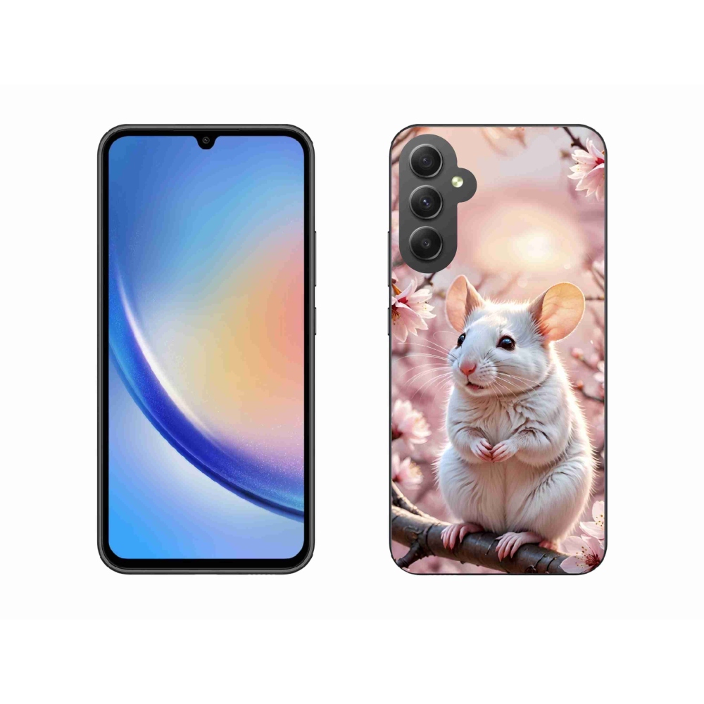 Gelový kryt mmCase na Samsung Galaxy A34 5G - bílá myš na větvi