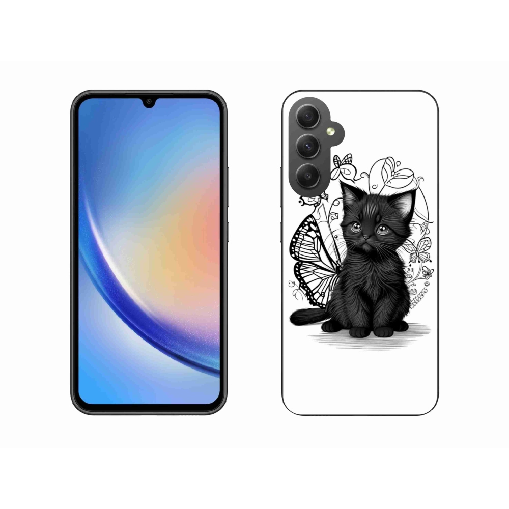 Gelový kryt mmCase na Samsung Galaxy A34 5G - černé kotě