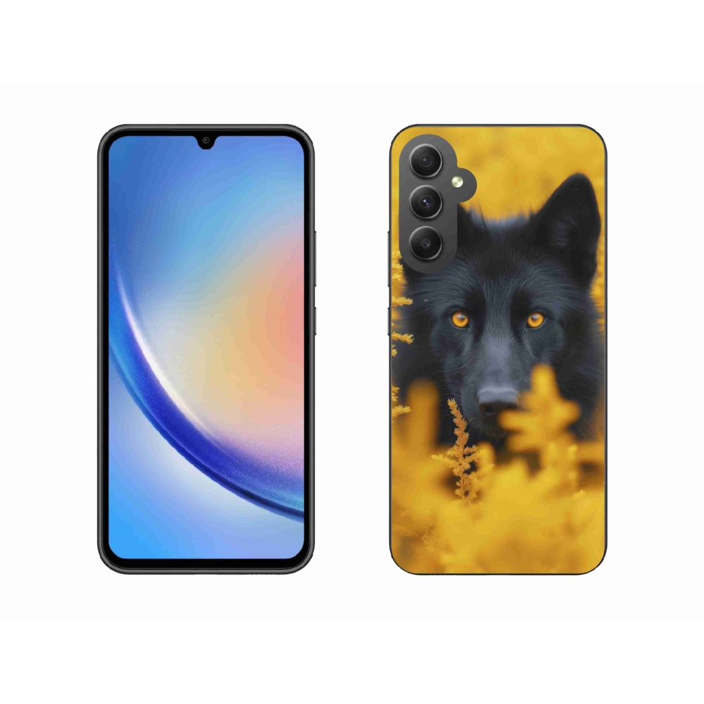 Gelový kryt mmCase na Samsung Galaxy A34 5G - černý vlk 2
