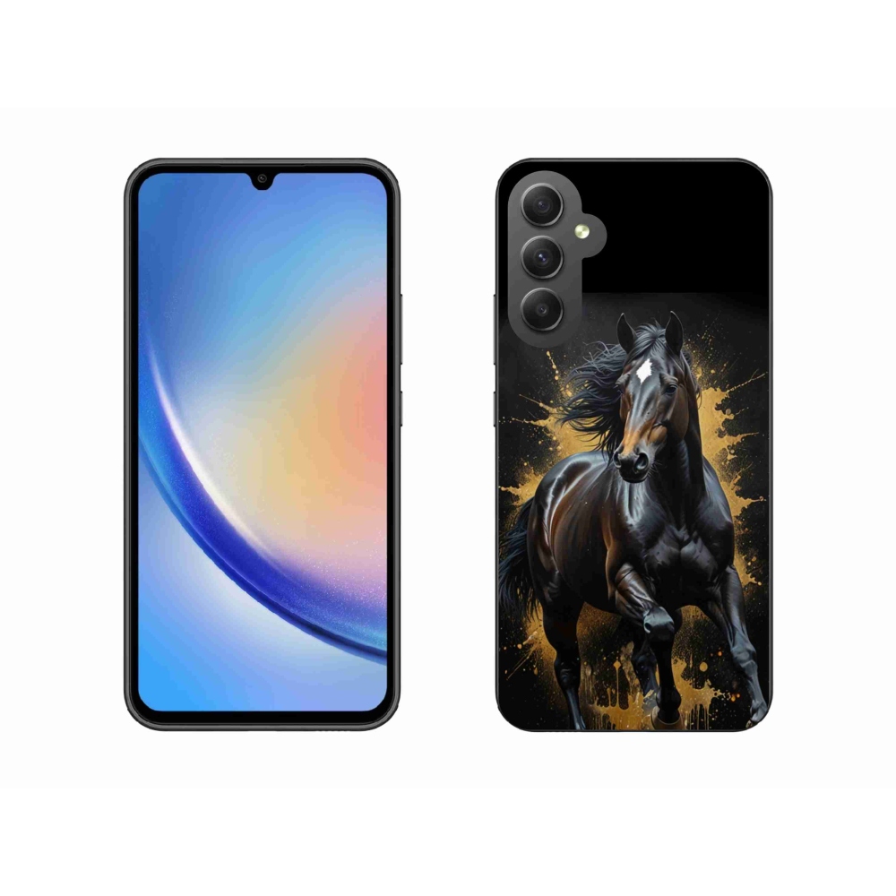Gelový kryt mmCase na Samsung Galaxy A34 5G - elegantní černý hřebec