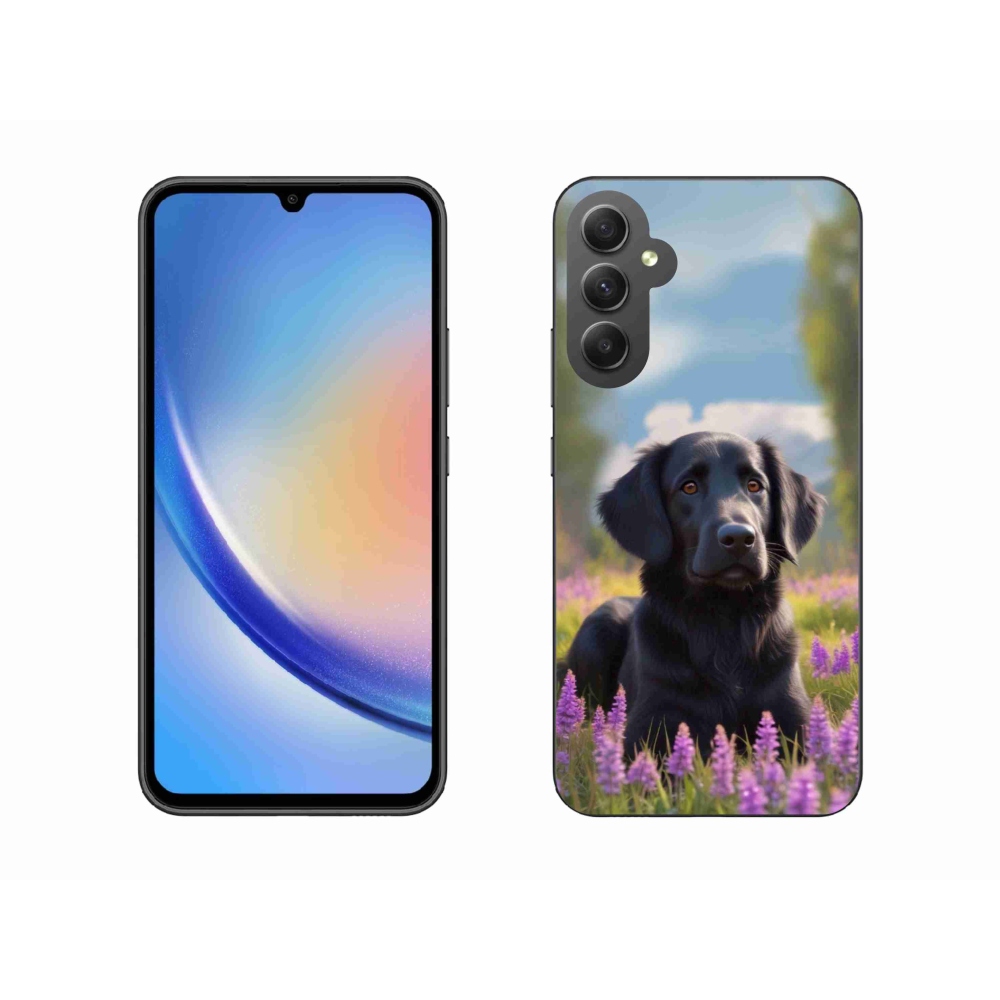 Gelový kryt mmCase na Samsung Galaxy A34 5G - elegantní černý retrívr