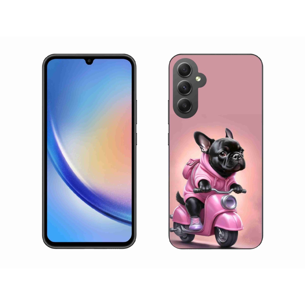 Gelový kryt mmCase na Samsung Galaxy A34 5G - francouzský buldoček na skútru