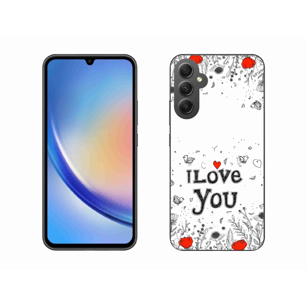 Gelový kryt mmCase na Samsung Galaxy A34 5G - I love you bílé pozadí