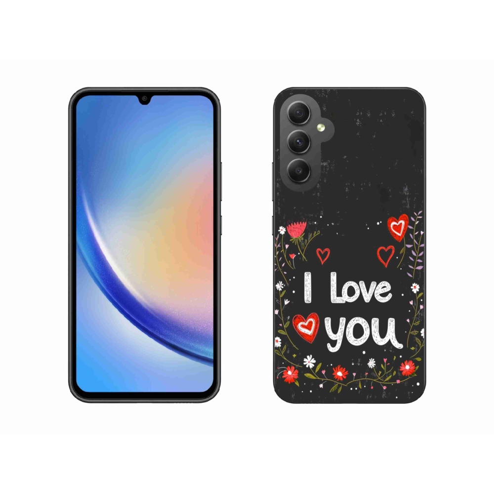 Gelový kryt mmCase na Samsung Galaxy A34 5G - I love you černé pozadí