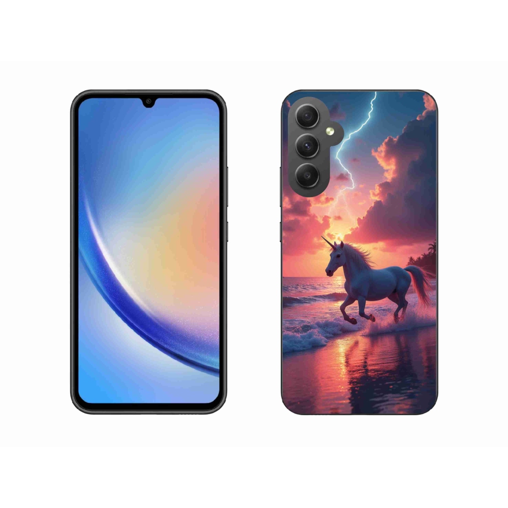 Gelový kryt mmCase na Samsung Galaxy A34 5G - jednorožec na pláži