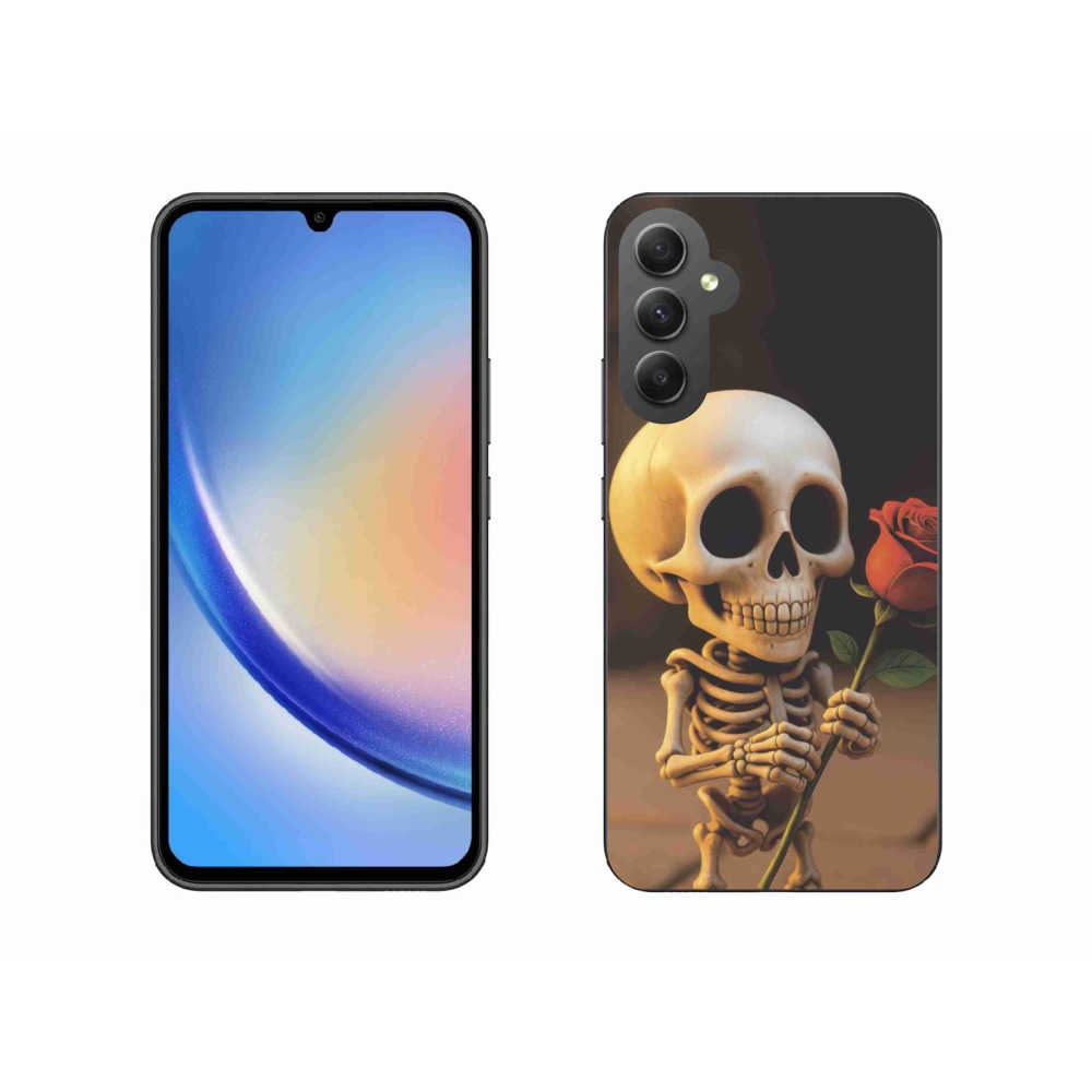 Gelový kryt mmCase na Samsung Galaxy A34 5G - kostlivec s růží