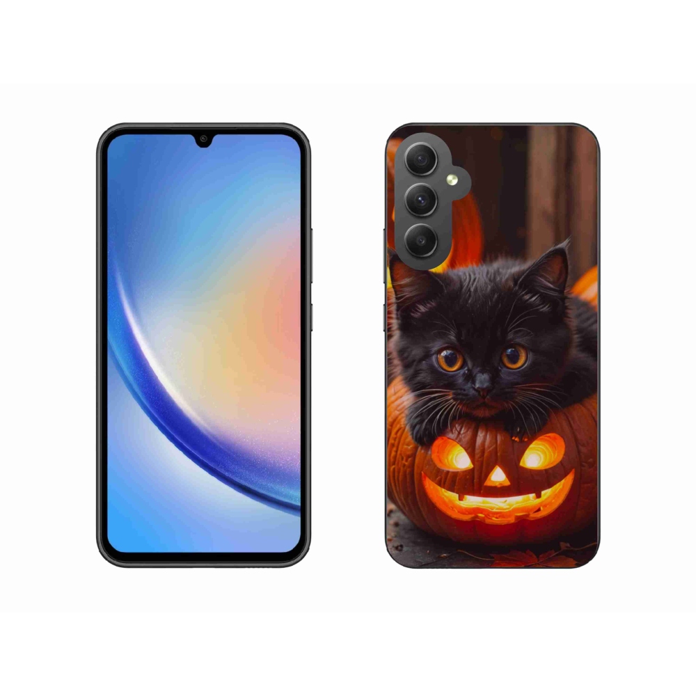 Gelový kryt mmCase na Samsung Galaxy A34 5G - kotě a dýně