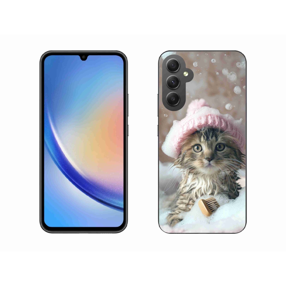 Gelový kryt mmCase na Samsung Galaxy A34 5G - kotě a koupel