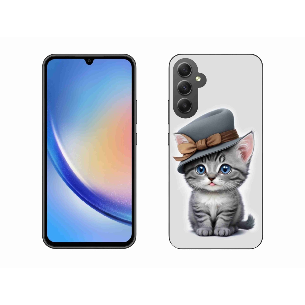 Gelový kryt mmCase na Samsung Galaxy A34 5G - kotě s kloboukem