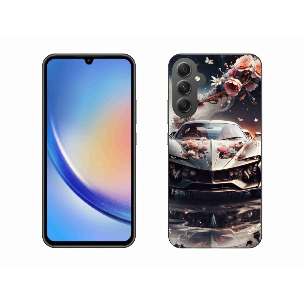 Gelový kryt mmCase na Samsung Galaxy A34 5G - květinový sportovní vůz