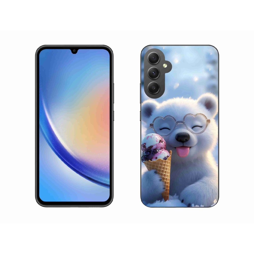 Gelový kryt mmCase na Samsung Galaxy A34 5G - medvídek se zmrzlinou