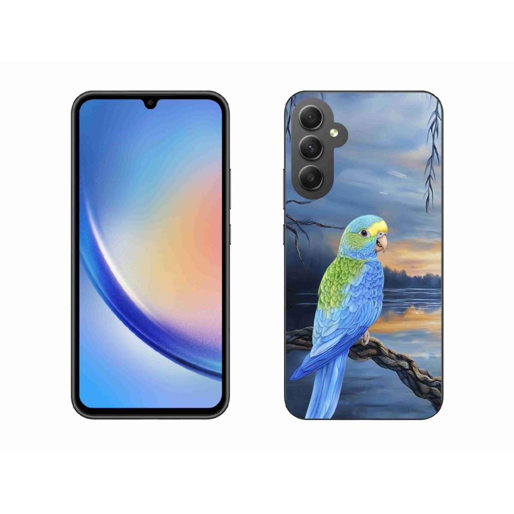 Gelový kryt mmCase na Samsung Galaxy A34 5G - modrý papoušek