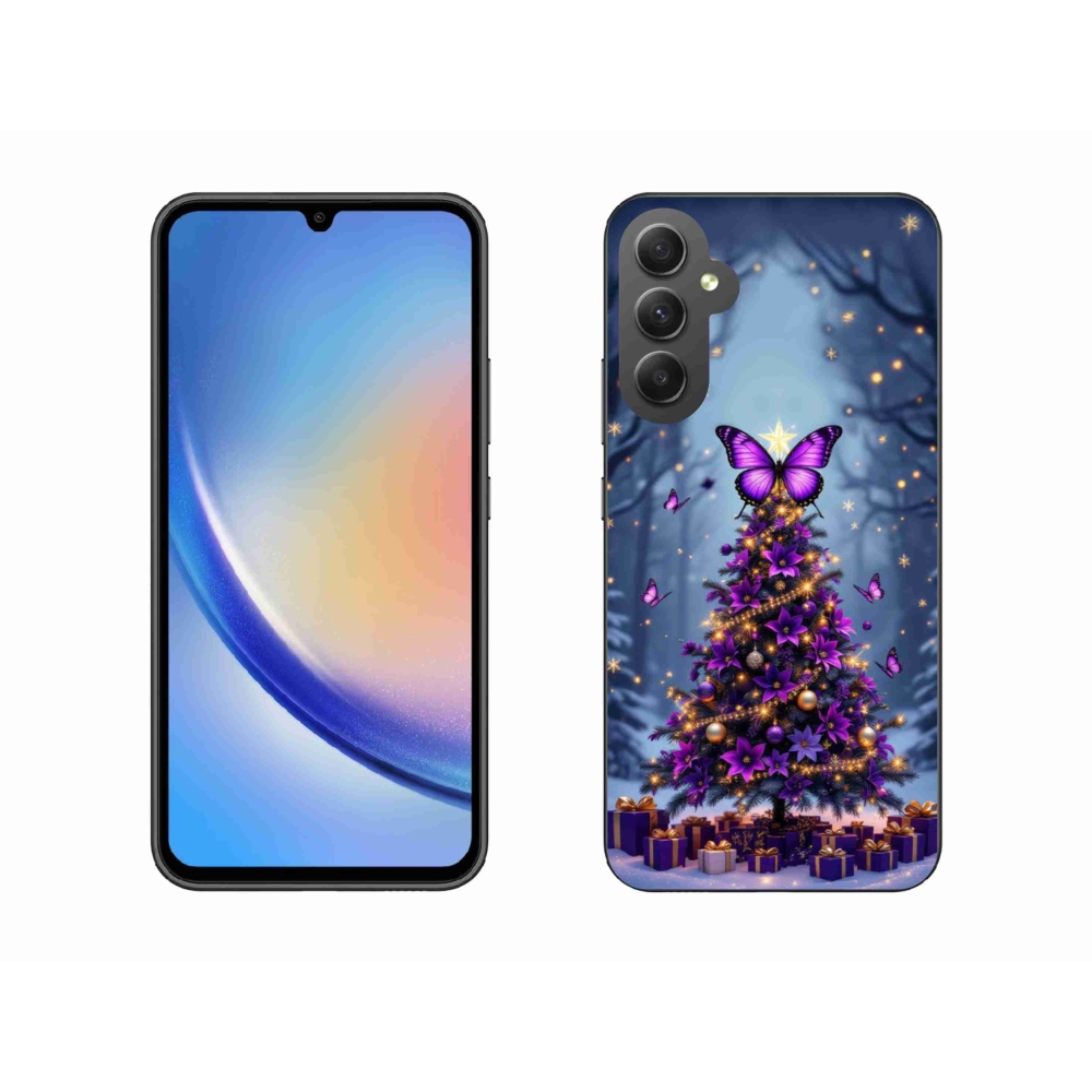 Gelový kryt mmCase na Samsung Galaxy A34 5G - motýlí vánoční stromek