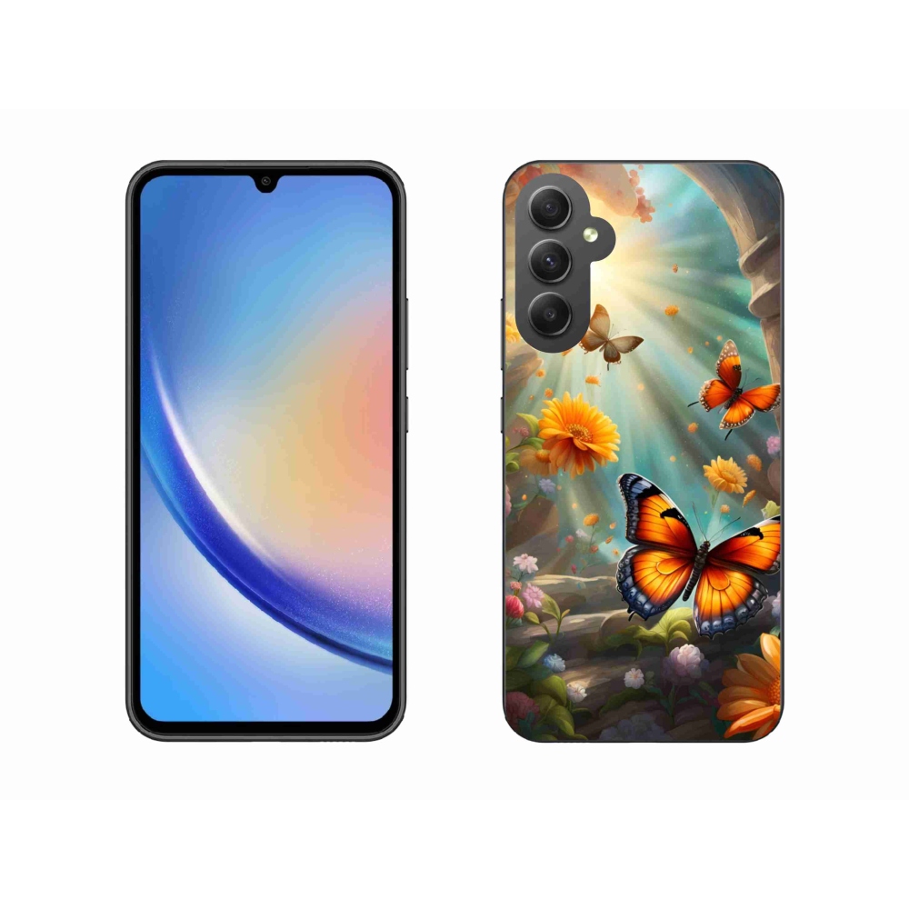 Gelový kryt mmCase na Samsung Galaxy A34 5G - motýlí zahrada 2