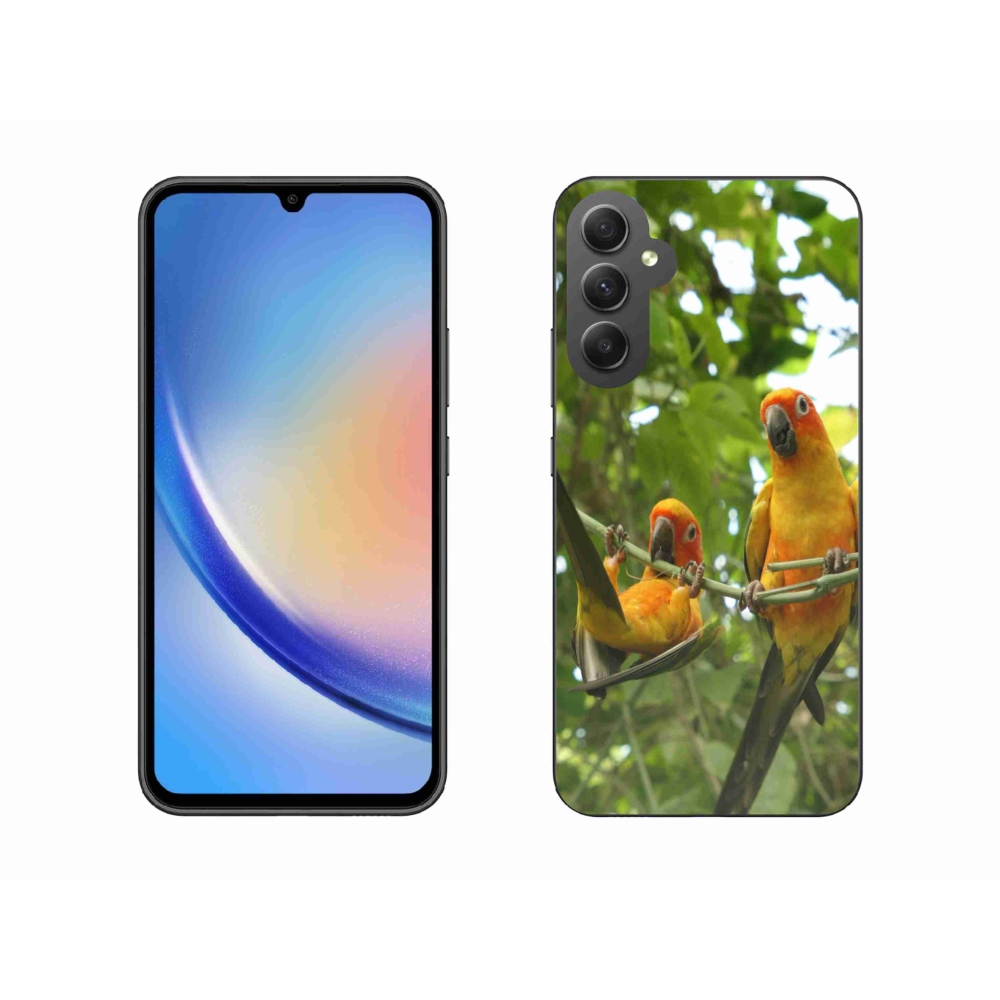 Gelový kryt mmCase na Samsung Galaxy A34 5G - papoušci aratingy