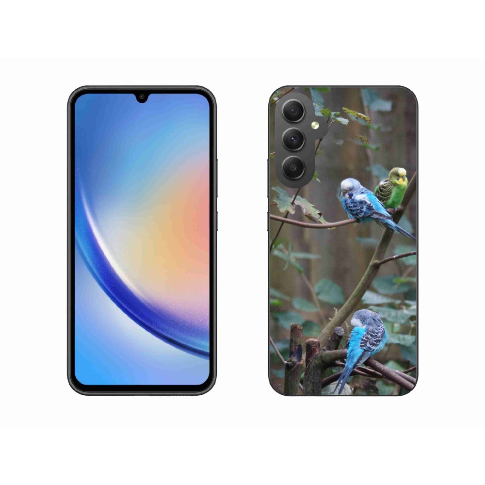 Gelový kryt mmCase na Samsung Galaxy A34 5G - papoušci na větvi