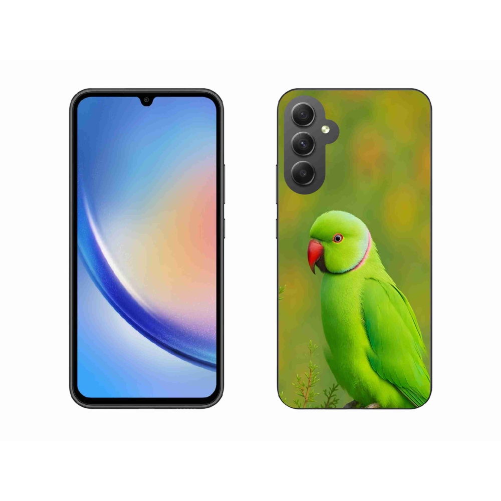Gelový kryt mmCase na Samsung Galaxy A34 5G - papoušek alexandr 2