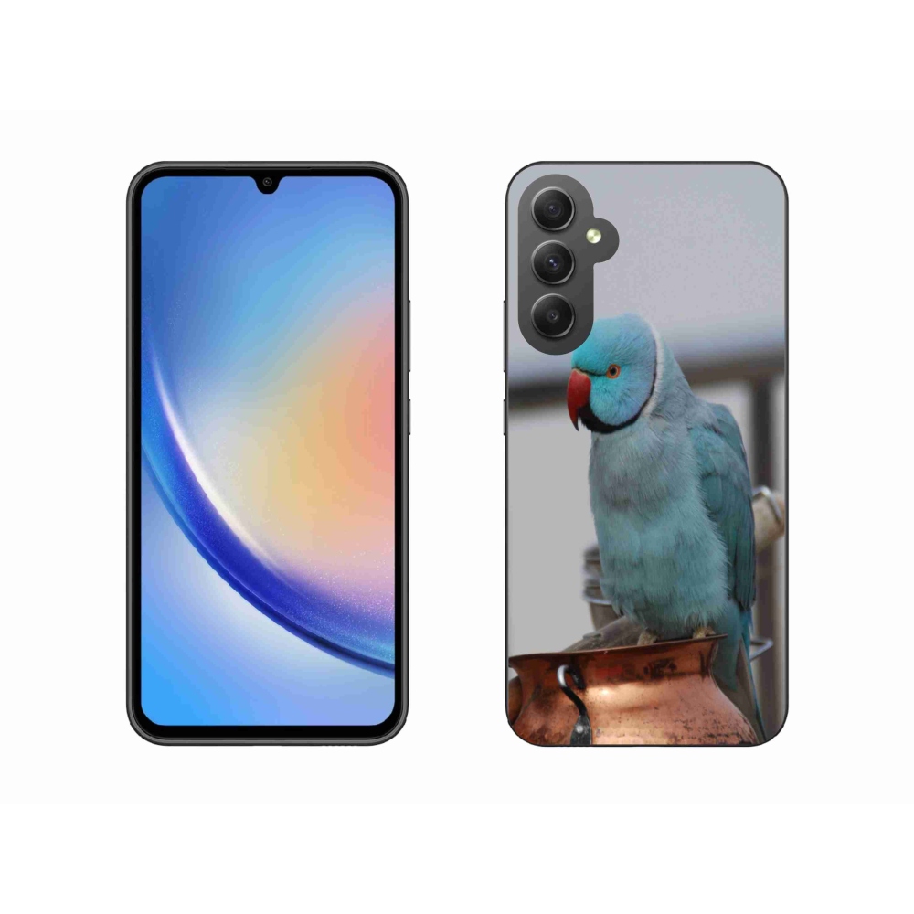 Gelový kryt mmCase na Samsung Galaxy A34 5G - papoušek alexandr modrý