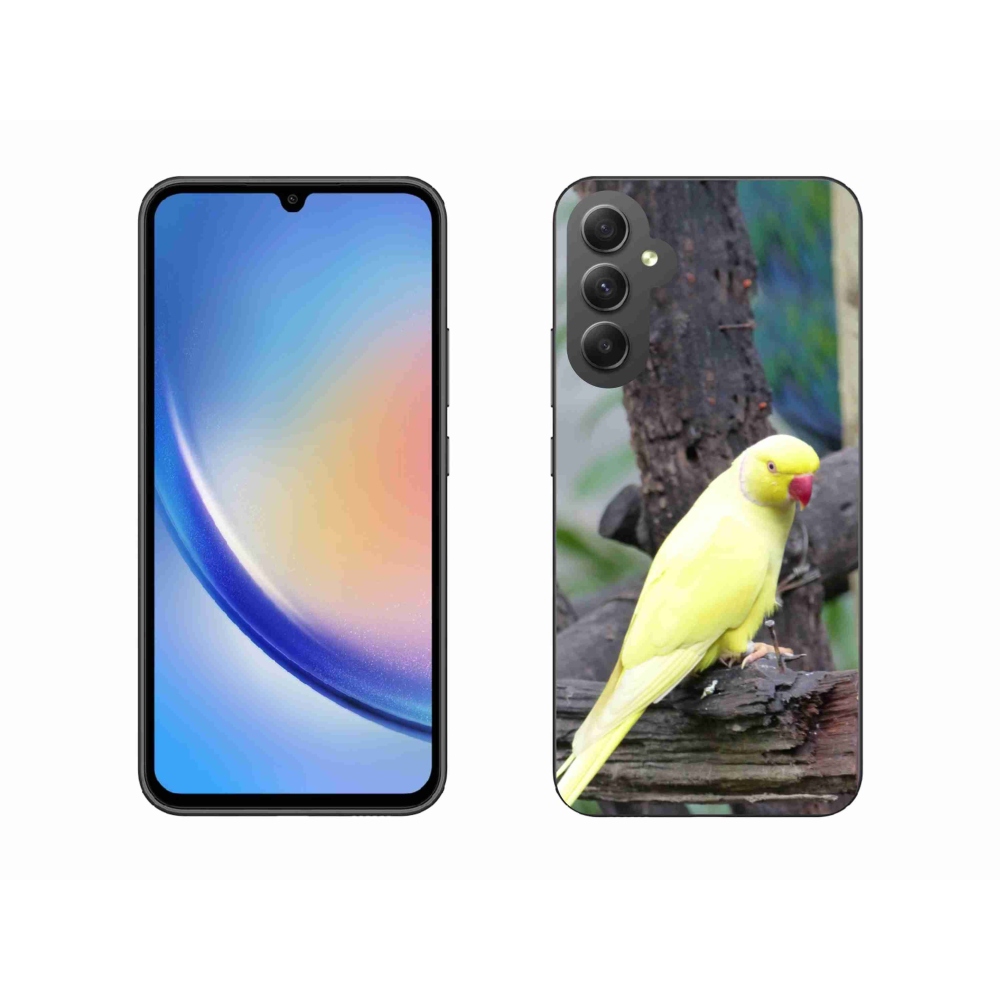 Gelový kryt mmCase na Samsung Galaxy A34 5G - papoušek alexandr žlutý