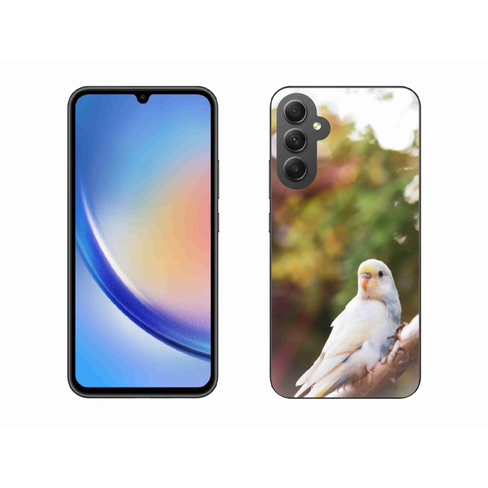Gelový kryt mmCase na Samsung Galaxy A34 5G - papoušek andulka bílá