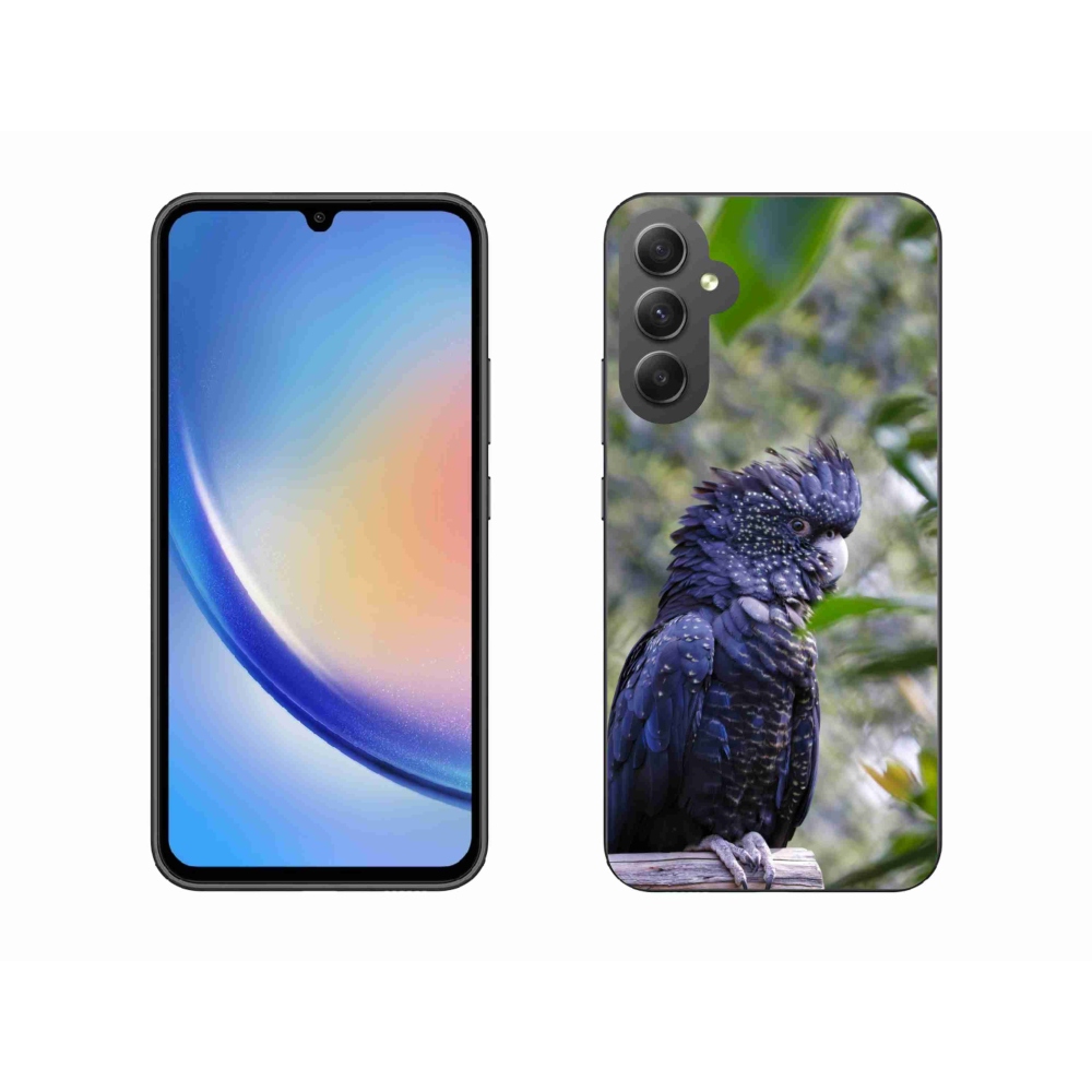 Gelový kryt mmCase na Samsung Galaxy A34 5G - papoušek kakadu černý