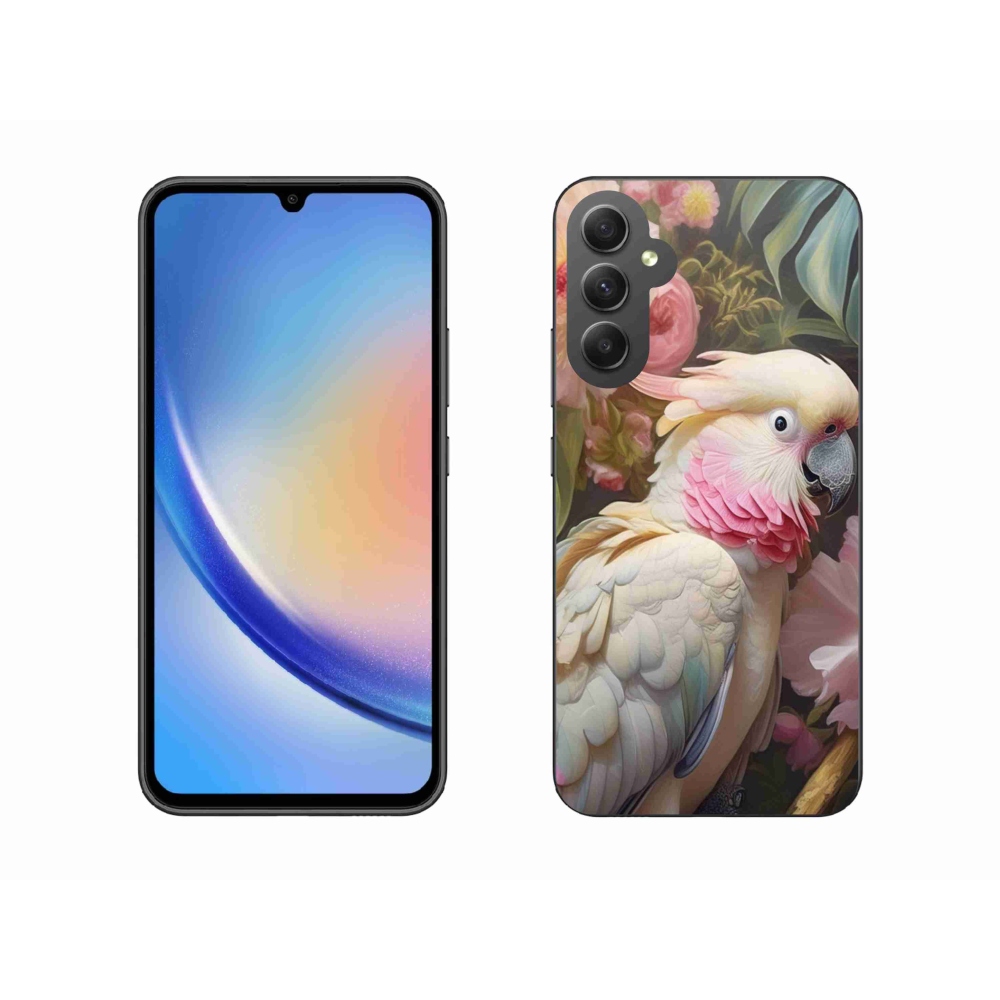Gelový kryt mmCase na Samsung Galaxy A34 5G - papoušek kakadu růžový 2