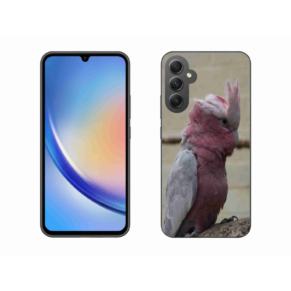 Gelový kryt mmCase na Samsung Galaxy A34 5G - papoušek kakadu růžový