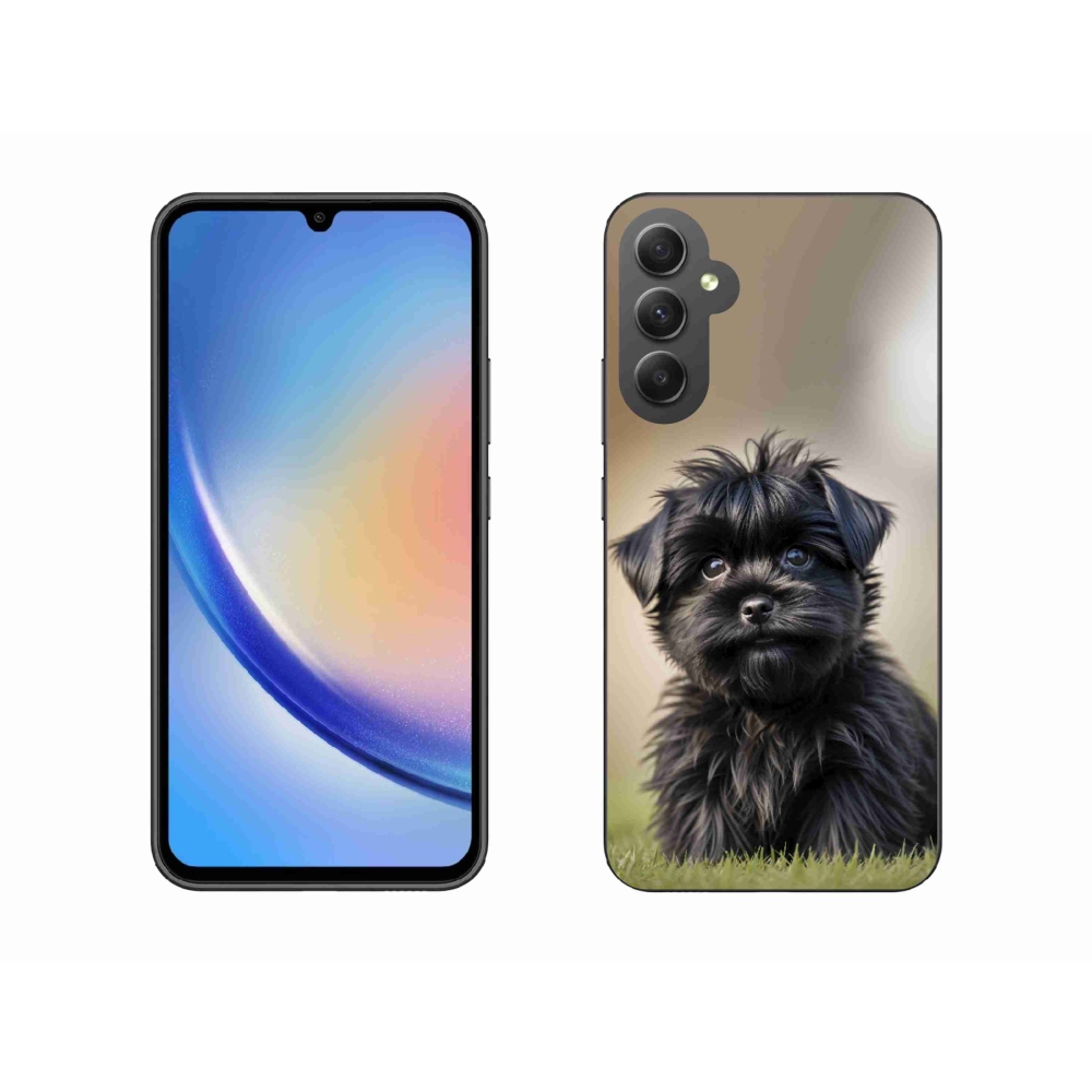 Gelový kryt mmCase na Samsung Galaxy A34 5G - roztomilý černý pejsek