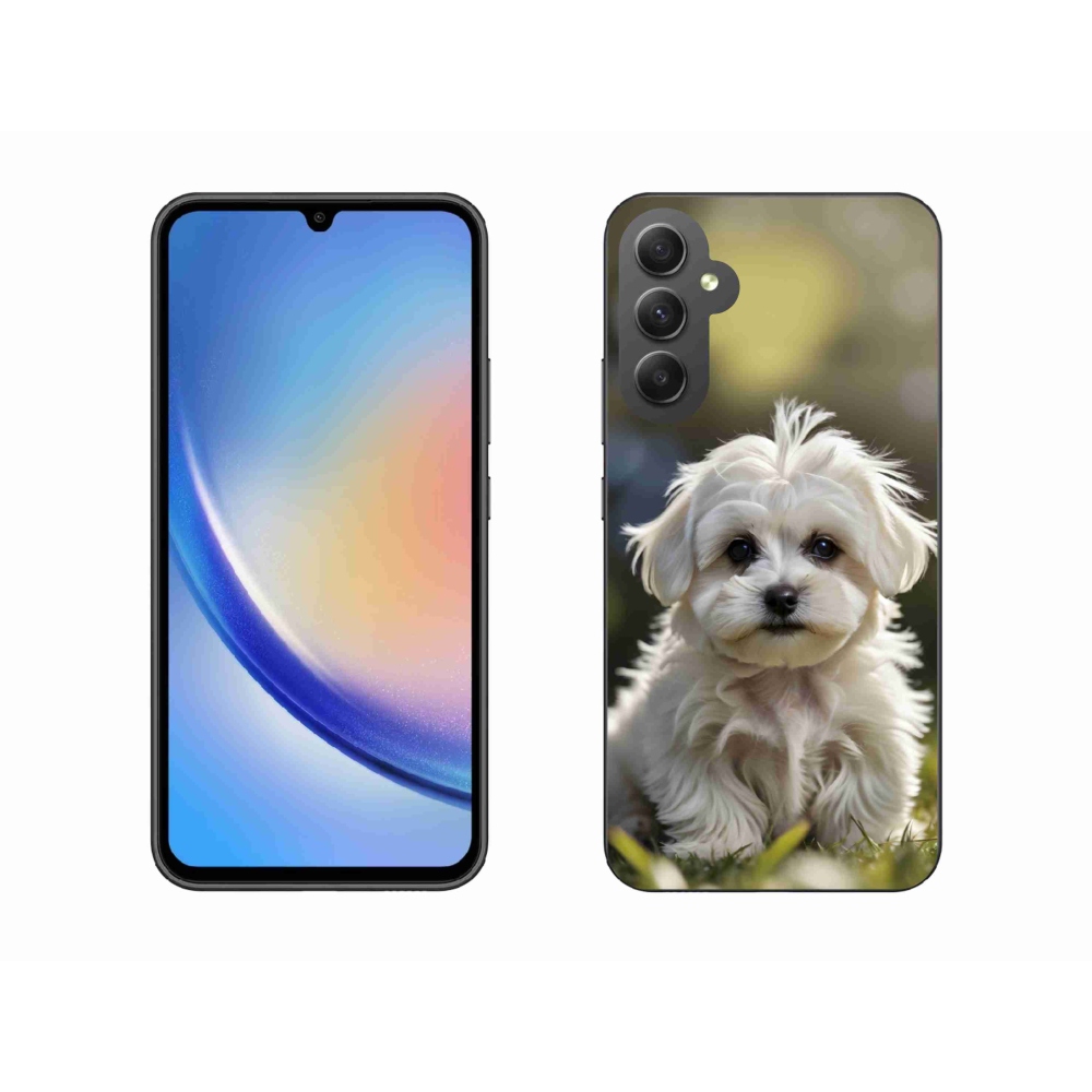 Gelový kryt mmCase na Samsung Galaxy A34 5G - roztomilý maltézský psík