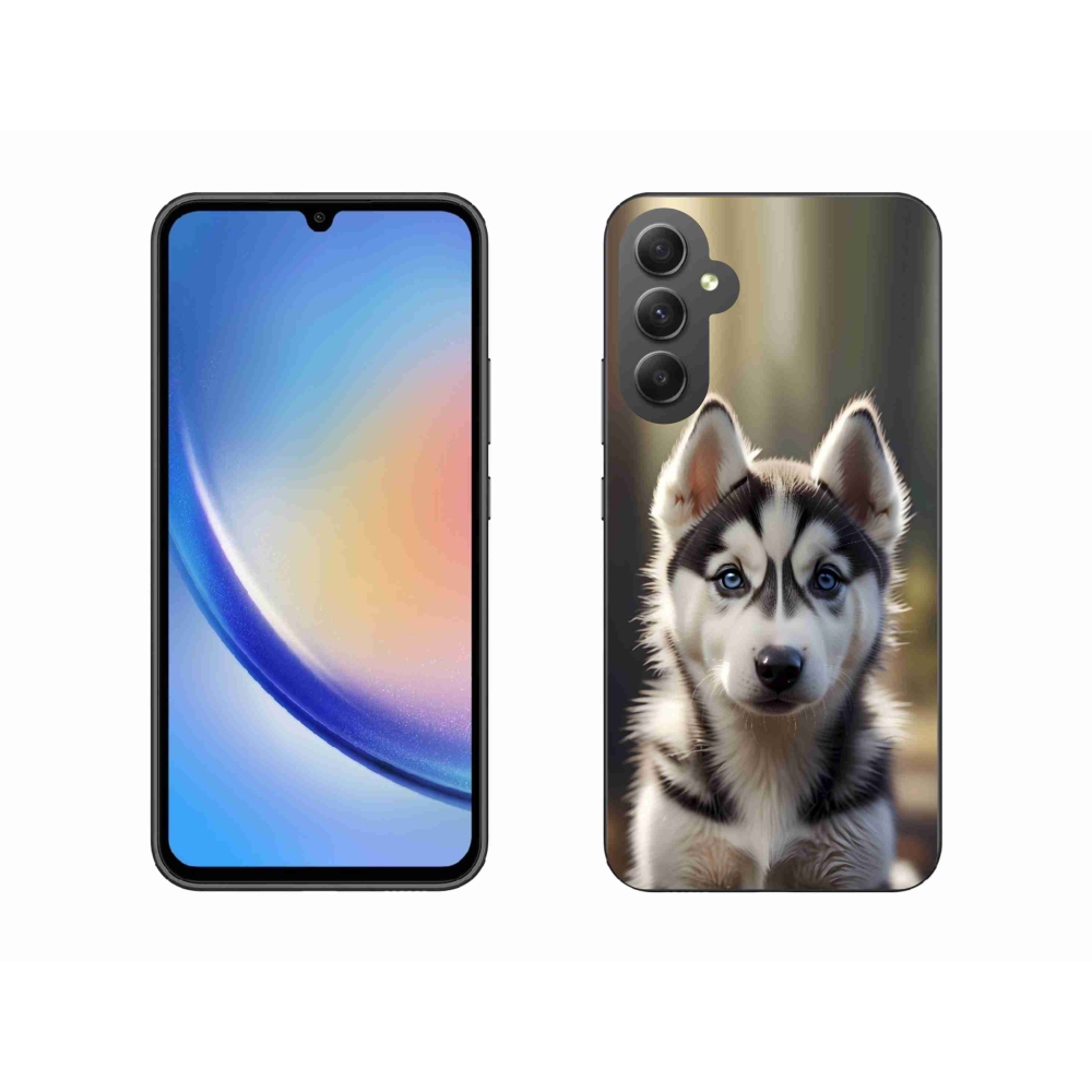 Gelový kryt mmCase na Samsung Galaxy A34 5G - roztomilý sibiřský husky