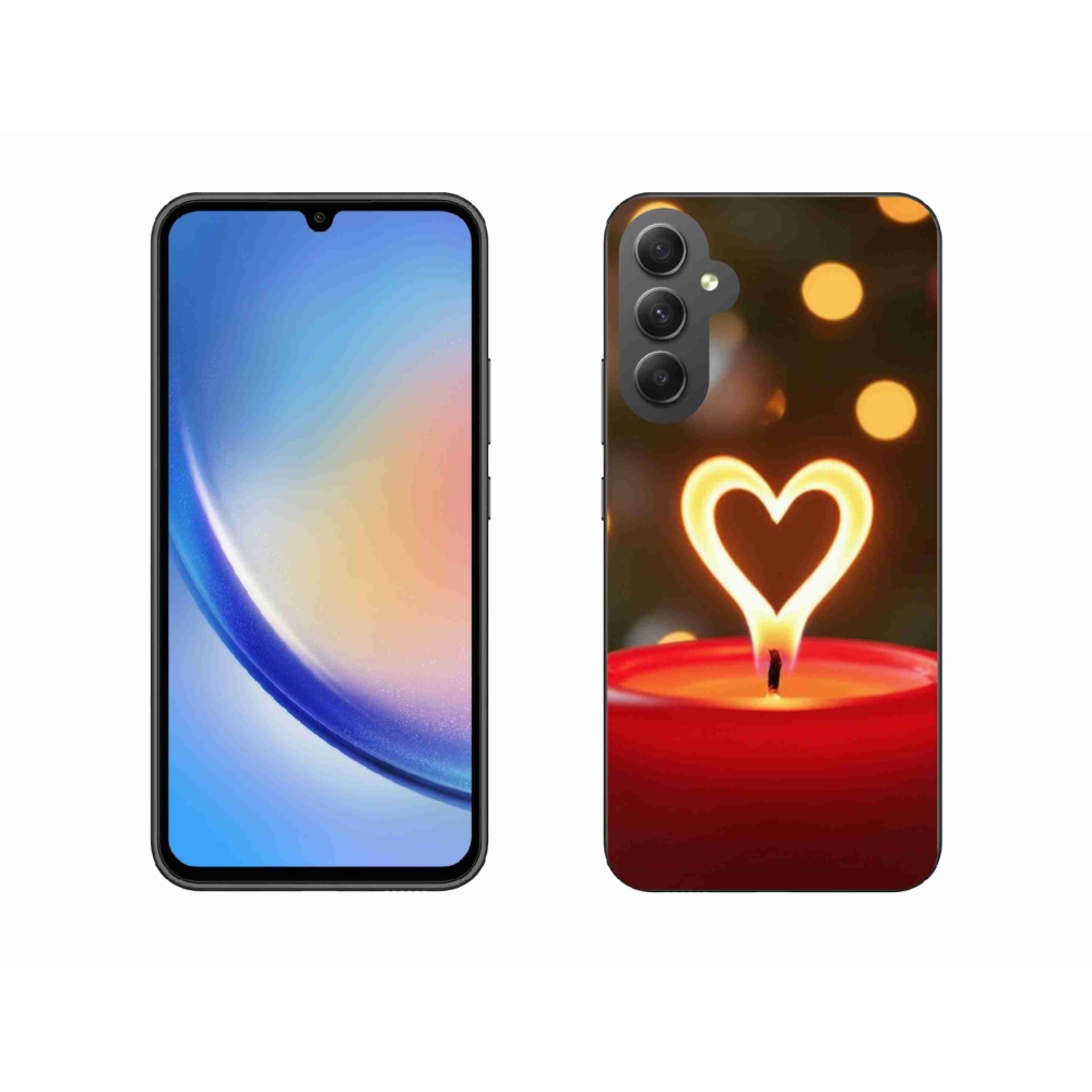 Gelový kryt mmCase na Samsung Galaxy A34 5G - srdce z plamene