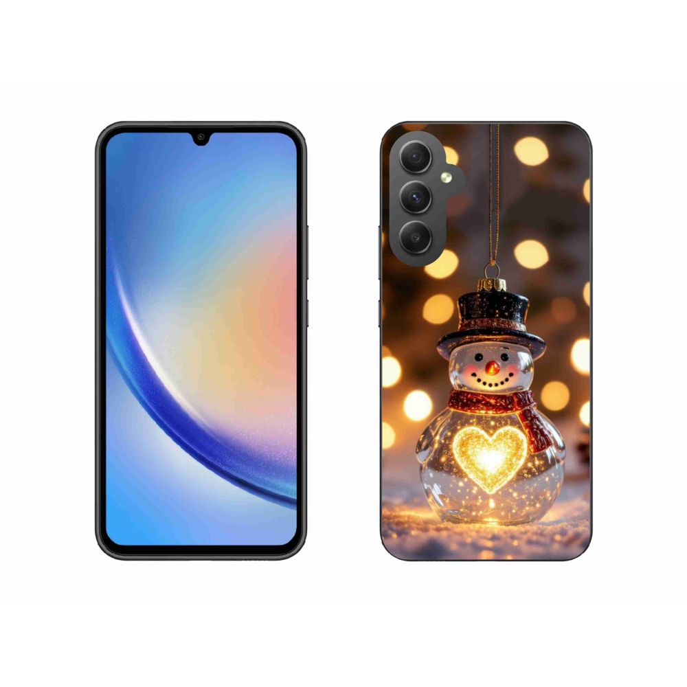 Gelový kryt mmCase na Samsung Galaxy A34 5G - svítící vánoční sněhulák
