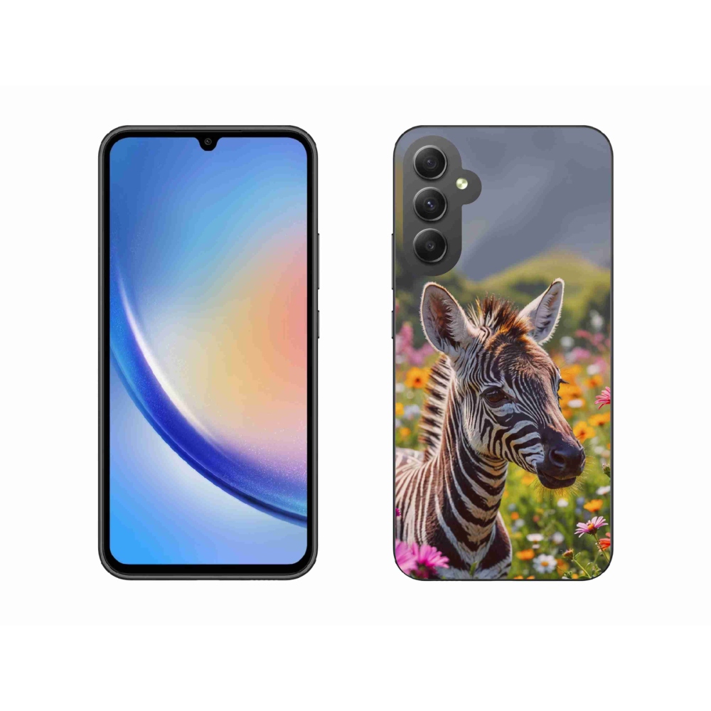 Gelový kryt mmCase na Samsung Galaxy A34 5G - zebra na louce