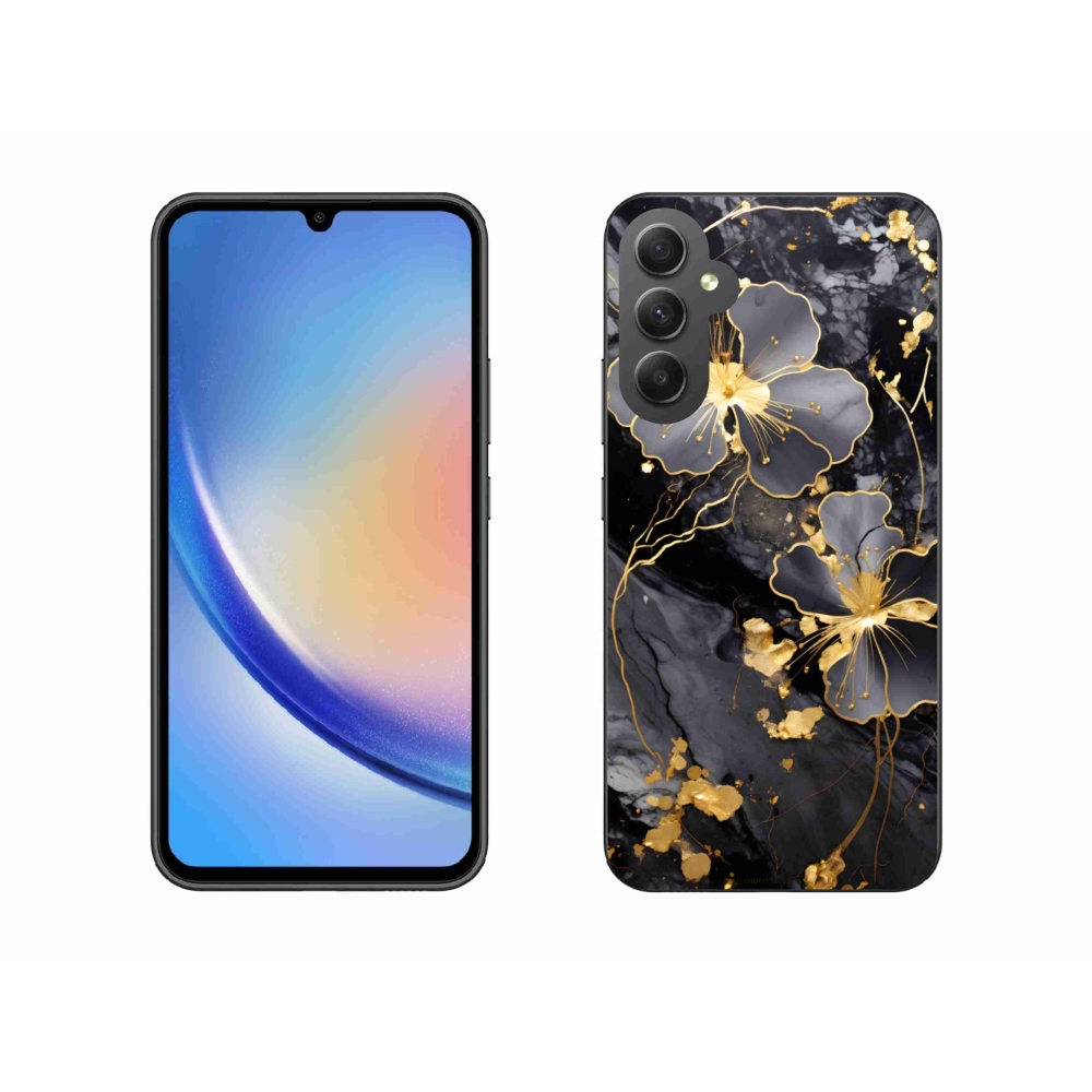 Gelový kryt mmCase na Samsung Galaxy A34 5G - zlaté květy