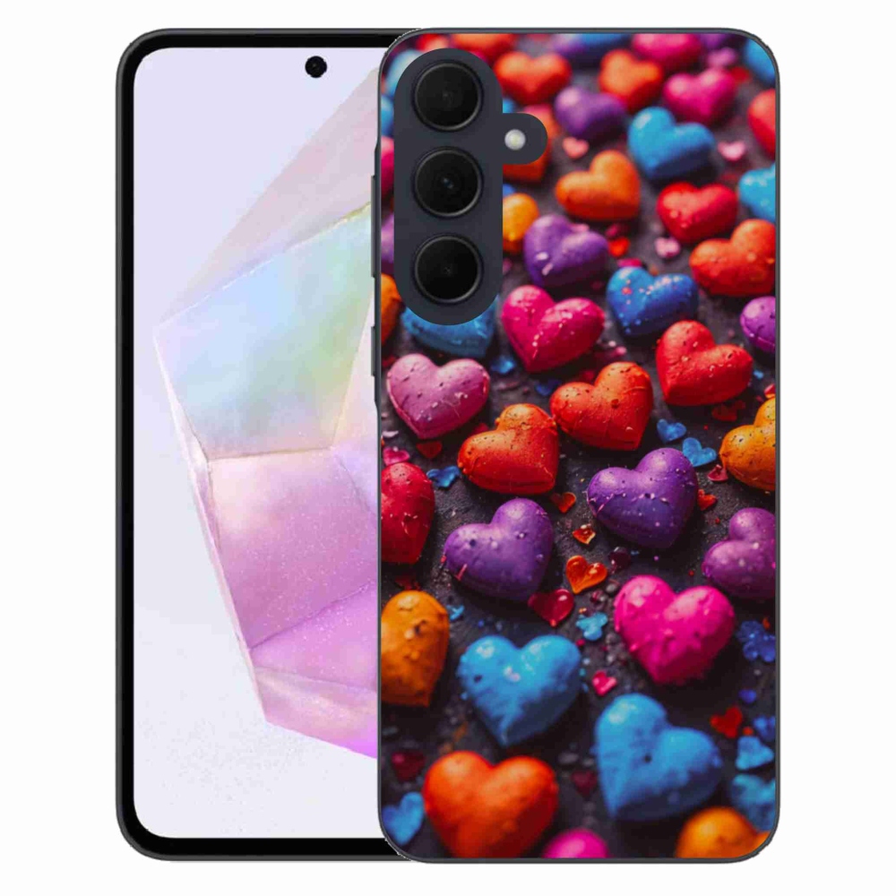 Gelový kryt mmCase na Samsung Galaxy A35 5G - barevná srdce