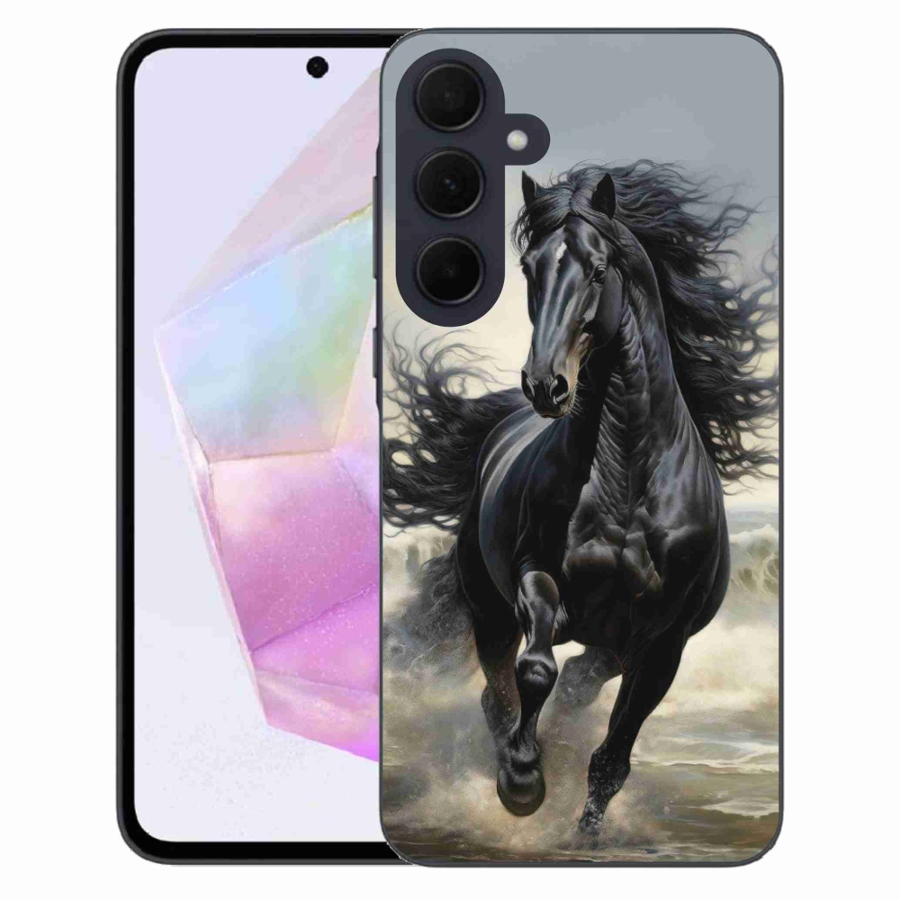 Gelový kryt mmCase na Samsung Galaxy A35 5G - běžící černý kůň