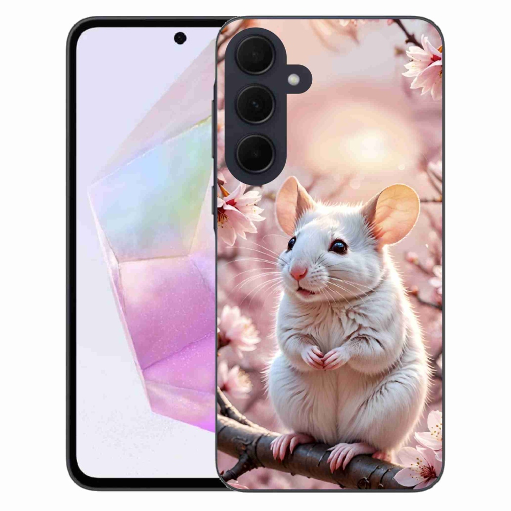 Gelový kryt mmCase na Samsung Galaxy A35 5G - bílá myš na větvi